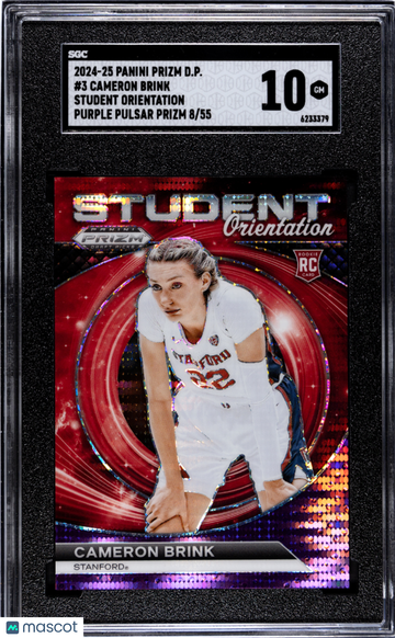 2024 Panini Prizm D.P. Cameron Brink #3 Student Orientation Purple Pulsar SGC 10