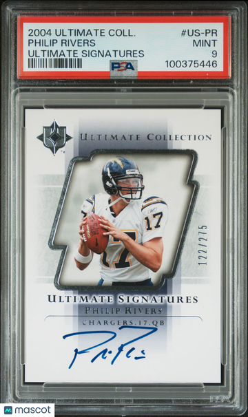 Graded 2004 PSA 9 Philip Rivers Ultimate Collection Ultimate Signatures US-PR /275 Football Card