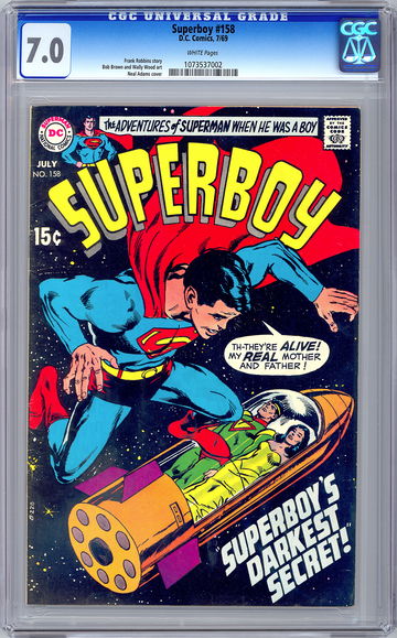 SUPERBOY #158 CGC 7.0 MAD MAG LEGEND WALLY WOOD ART & NEAL ADAMS COVER 1969