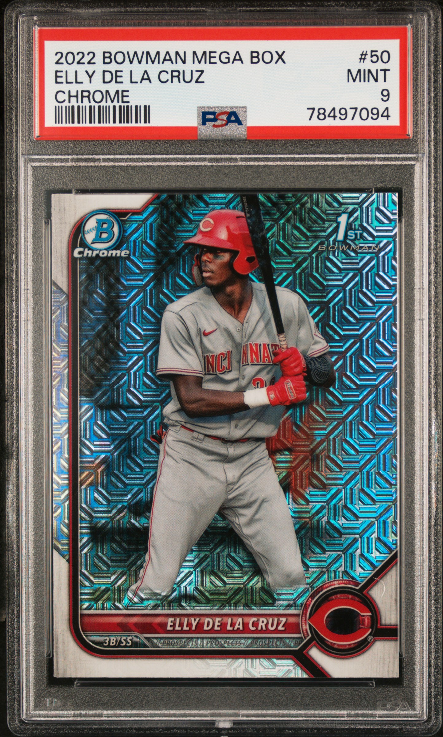 2022 Bowman Mega Box Chrome Mojo Refractor Elly De La Cruz #50 PSA 9 Reds