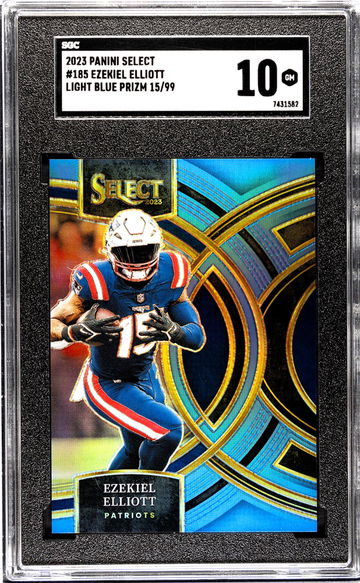 2023 Panini Select #185 Ezekiel Elliott Light Blue Prizm /99 SGC 10