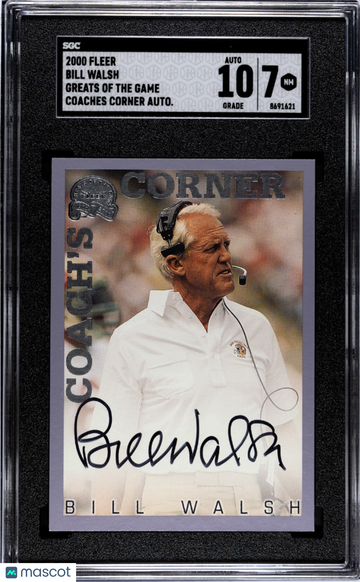 2000 Fleer Greats Of The Game Bill Walsh Coaches Corner Autograph SGC 7 Auto 10