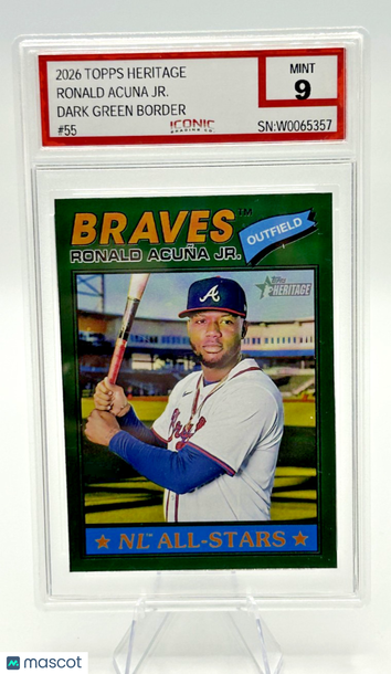 2026 Topps Heritage Ronald Acuña Jr. #55 Dark Green Border Parallel/Variety Base Set 9