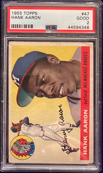 1955 Topps #47 Hank Aaron PSA 2