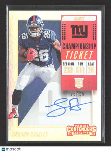 2018 Panini Contenders Football Championship Ticket Saquon Barkley #102 RC 16/25 Auto