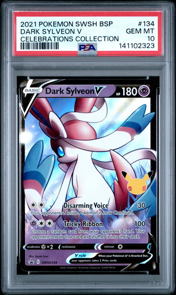 2021 Pokemon Sword and Shield Black Star Promo Celebrations Collection Dark Sylveon V #SWSH134 PSA 10