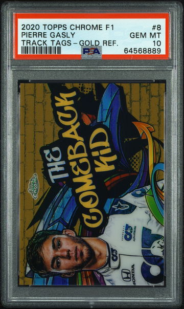 2020 Topps Chrome F1 Pierre Gasly Track Tags Gold Refractor /50 Formula 1