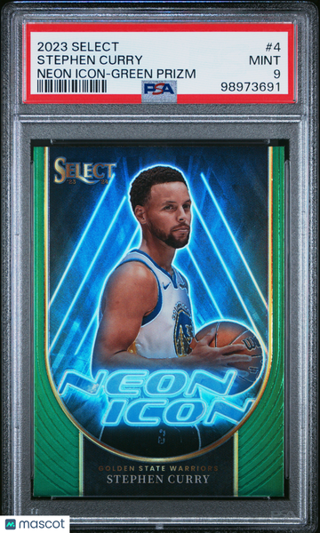 2023 Panini Select Neon Icon Stephen Curry #4 Green Prizm PSA 9