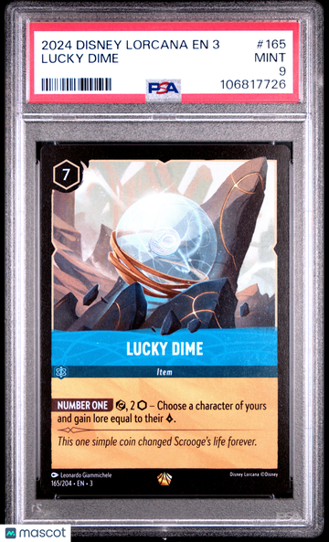 2024 Disney Lorcana EN 3-Into The Inklands Lucky Dime PSA 9 #165
