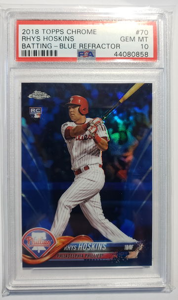 2018 Topps Chrome Rhys Hoskins Blue Refractor PSA 10 /150