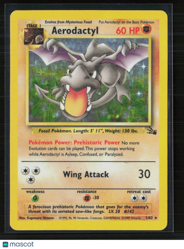 1999 Fossil Aerodactyl Holo Rare #1/62