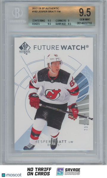 2017-18 Upper Deck SP Authentic Future Watch Auto Jesper Bratt #162 /999 Rookie BGS 9.5