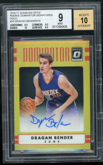 Dragan Bender 2016 Optic Rookie Dominator Signatures Gold /10 BGS 9/10