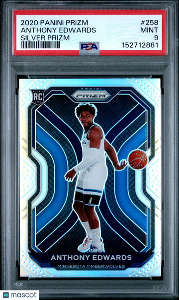 2020 Panini Prizm Anthony Edwards #258 Silver Rookie RC PSA 9