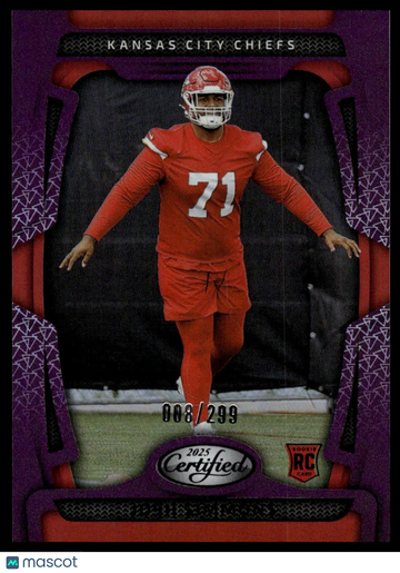 2025 Panini Certified Josh Simmons #166 Mirror Purple SN RC