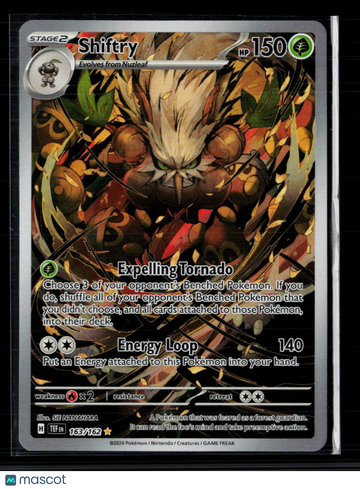 2024 Temporal Forces Shiftry Holo Secret Rare #163/162