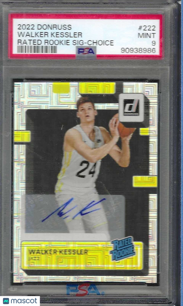 2022 Panini Donruss Walker Kessler #222 Rated Rookie SIG Choice PSA 10