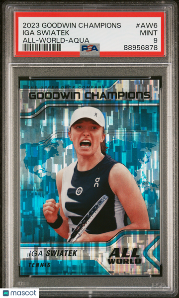 2023 Upper Deck Goodwin Champions All-World Iga Swiatek #AW6 All World Aqua PSA 9