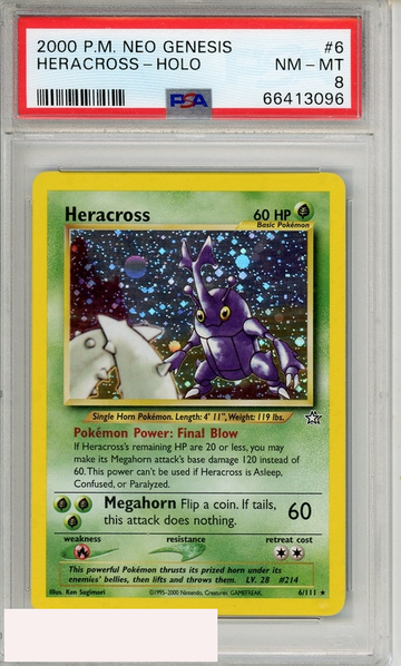 2000 POKEMON NEO GENESIS HERACROSS-HOLO #6 PSA 8 NM-MT