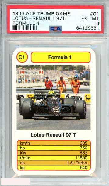1986 ACE TRUMP GAME FORMULE 1 LOTUS-RENAULT 97T #C1 FORMULE 1 PSA 6 EX-MT