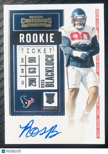 Ross Blacklock 2020 Contenders Rookie Ticket Autograph #165 Houston Texans TCU