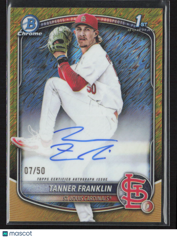 2025 Bowman Chrome Tanner Franklin #CPA-TF Gold Shimmer Refractor /3 1st Bowman