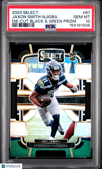 2023 Panini Select Jaxon Smith-Njigba #87 Die Cut Black & Green Prizm PSA 10