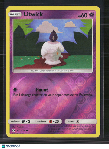 Pokémon 2018 Lost Thunder Litwick Reverse Holo Trading Card #101/214
