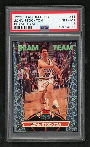 1992 Topps Stadium Club Beam Team John Stockton #11 PSA 8