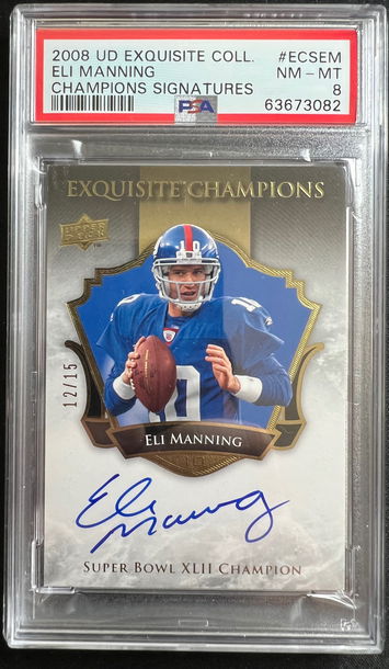 2008 Upper Deck Exquisite Collection Eli Manning Champions Auto PSA 8 pop 1 none higher