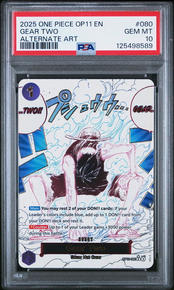 2025 One Piece A Fist of Divine Speed Alternate Art Gear Two #OP11-080 PSA 10