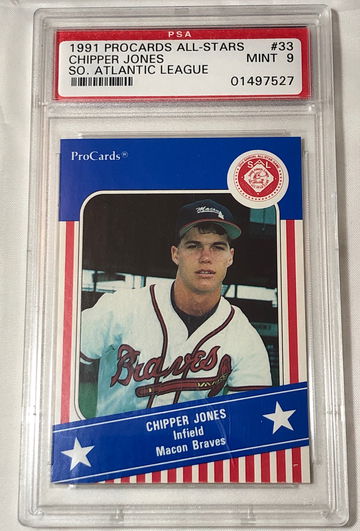 1991 PROCARDS ALL-STARS #33 CHIPPER JONES MINT-9 ( MACON BRAVES)