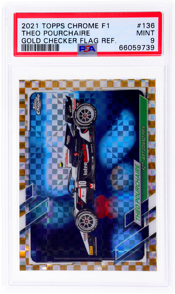 2021 Topps Chrome F1 Gold Checker Theo Pourchaire #136 /50 PSA 9
