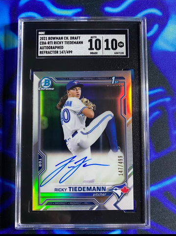 2021 Bowman Chrome Draft Ricky Tiedemann Auto Refractor /499 SGC 10