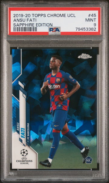 2019 TOPPS CHROME UEFA CHAMPIONS LEAGUE SAPPHIRE ANSU FATI #45 RCPSA 9