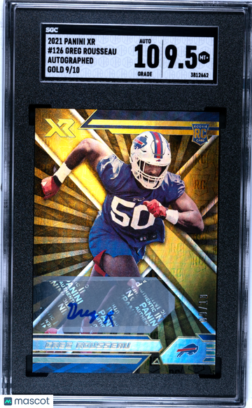 2021 Panini Xr Greg Rousseau #126 Autograph Gold SGC 9.5 Auto 10