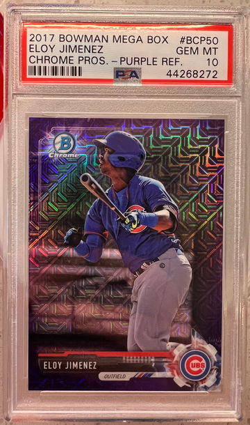 2018 bowman mega box chrome purple refractor eloy Jimenez psa 10