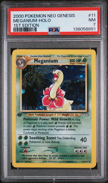 2000 Pokemon Neo Genesis 1st Edition Holo Meganium #11 /111 PSA 7