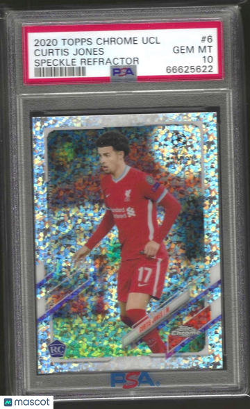 2020 Topps Chrome UEFA Champions League Curtis Jones #6 Speckle Refractor PSA 10