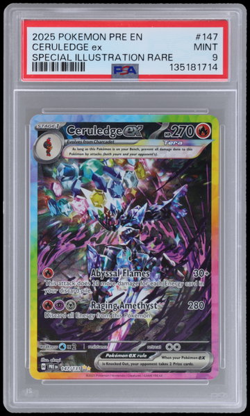 2025 Pokemon Scarlet And Violet Prismatic Evolutions Ceruledge EX Special Illustration Rare PSA 9