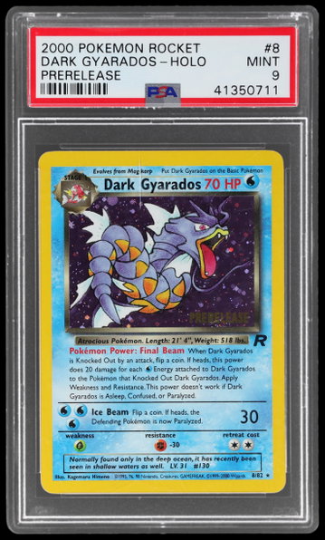 2000 Pokemon Team Rocket Dark Gyarados Prerelease Holo PSA 9