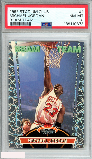1992 STADIUM CLUB BEAM TEAM MICHAEL JORDAN #1 BULLS HOF PSA 8 NM-MT