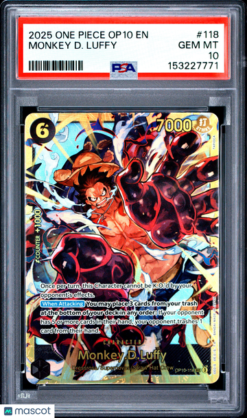 2025 One Piece Op10-Royal Blood Monkey D. Luffy PSA 10 #118