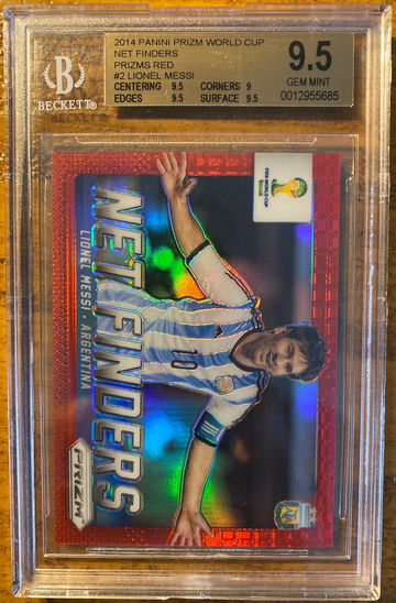 2014 Panini Prizm World Cup LIONEL MESSI Net Finders Red # /149 BGS 9.5 GEM Mint
