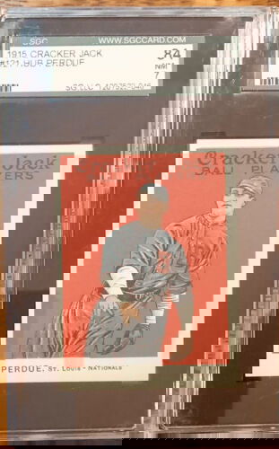 1915 Cracker Jack #121 Hub Perdue SGC 84 7 NrMt