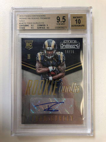 2015 Contenders - Todd Gurley - Rookie Ink Auto Gold SSP /15 BGS 9.5 Gem Mint