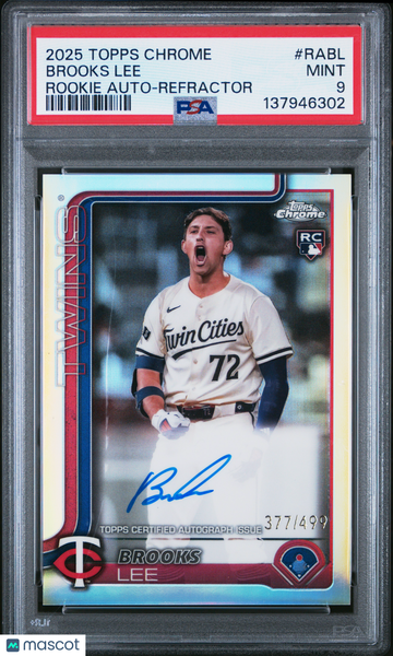 2025 Topps Chrome Rookie Autographs Brooks Lee #RABL Refractor Rookie PSA 9