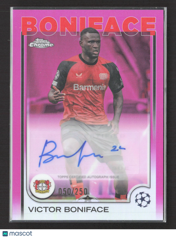 2025 Topps Chrome UEFA Club Competitions Victor Boniface #CA-VB Pink /250