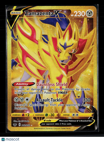 2020 Sword & Shield Zamazenta V Holo Secret Rare Gold UR #212/202