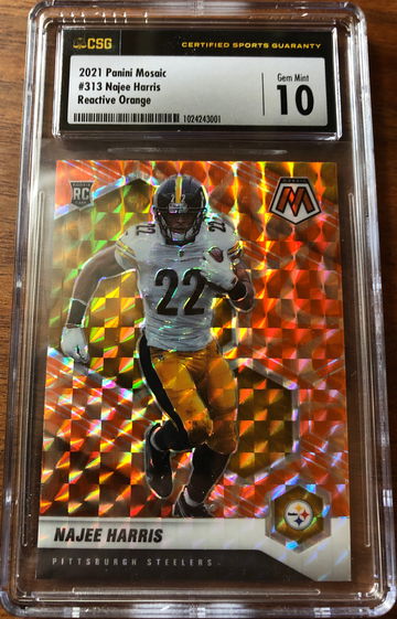 2021 Mosaic Najee Harris Rookie Reactive Orange! CSG 10! Gem Mint! Pittsburgh Steelers 